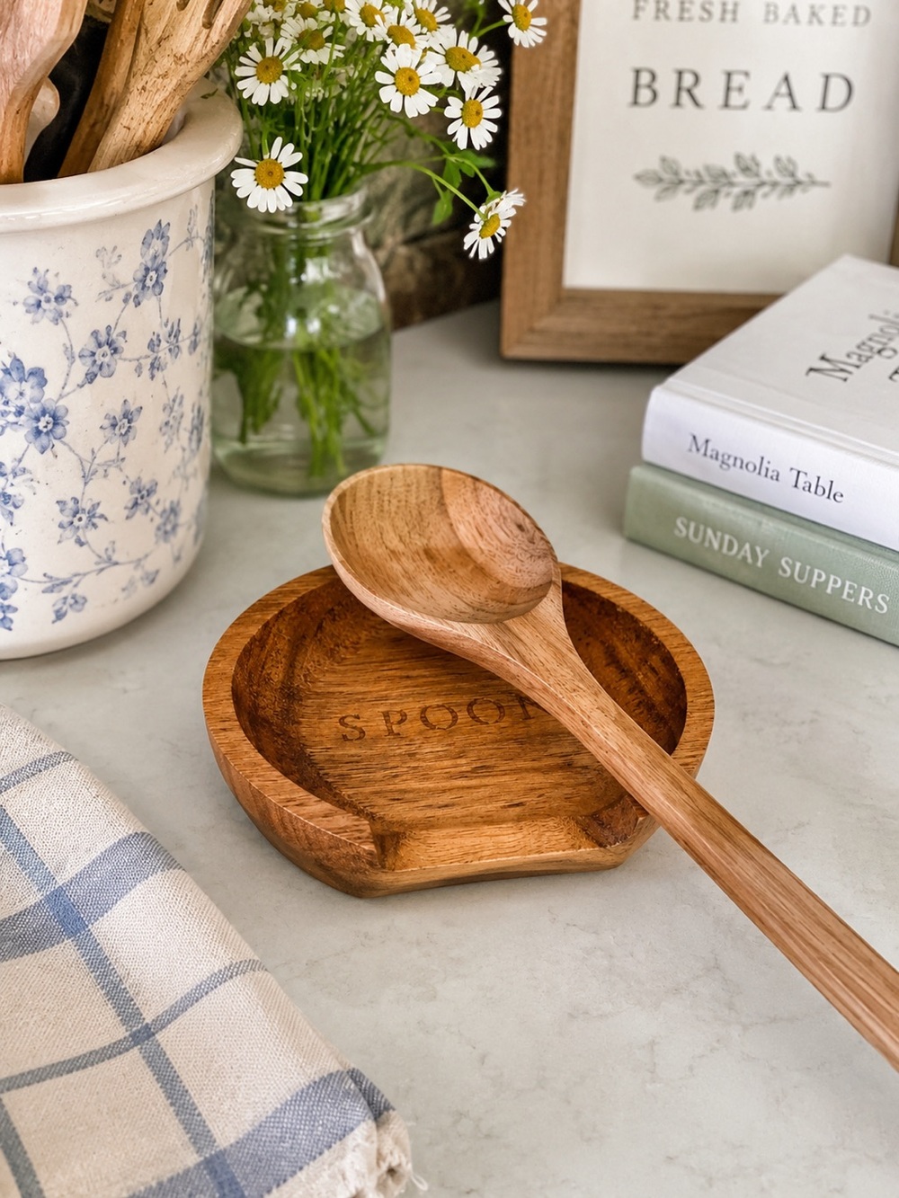Hearth & Hand Magnolia Acacia Wood Spoon Rest Kitchen Boho Farmhouse Decor